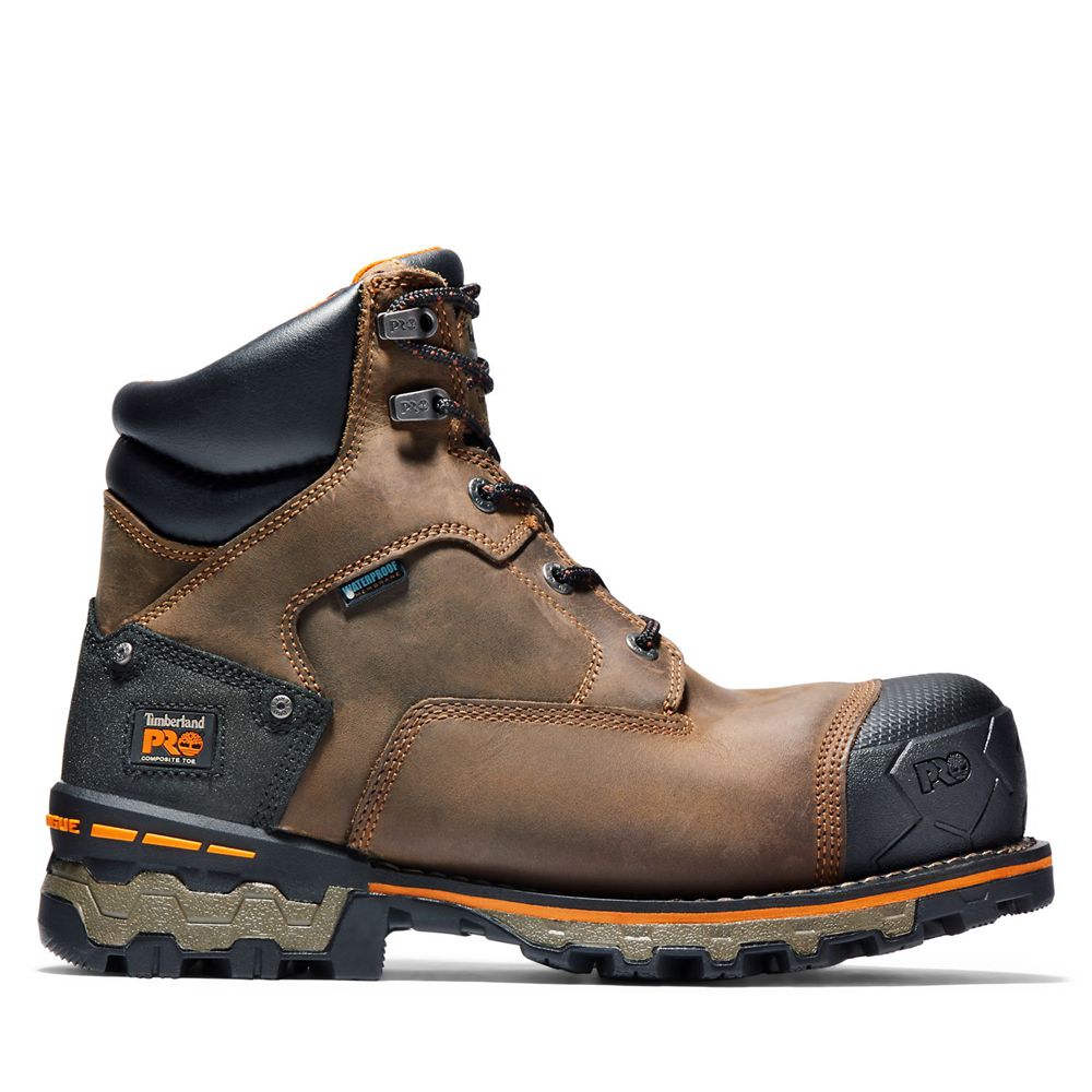 Timberland Μποτακια Εργασίας Ανδρικα Καφε/Μαυρα - Pro® Boondock 6" Comp Toe - Greece 8461035-ZI